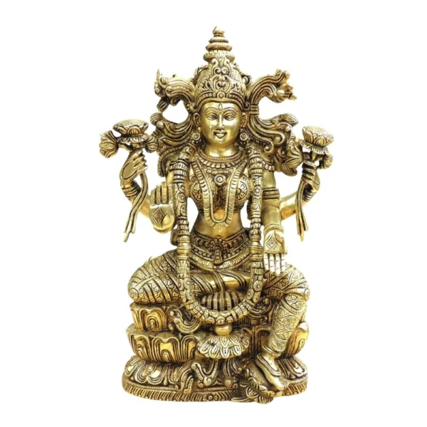 Lakshmi Ji Idol in Brass (Laxmi), 15 inch, brass, Vedikcraft Moradabad