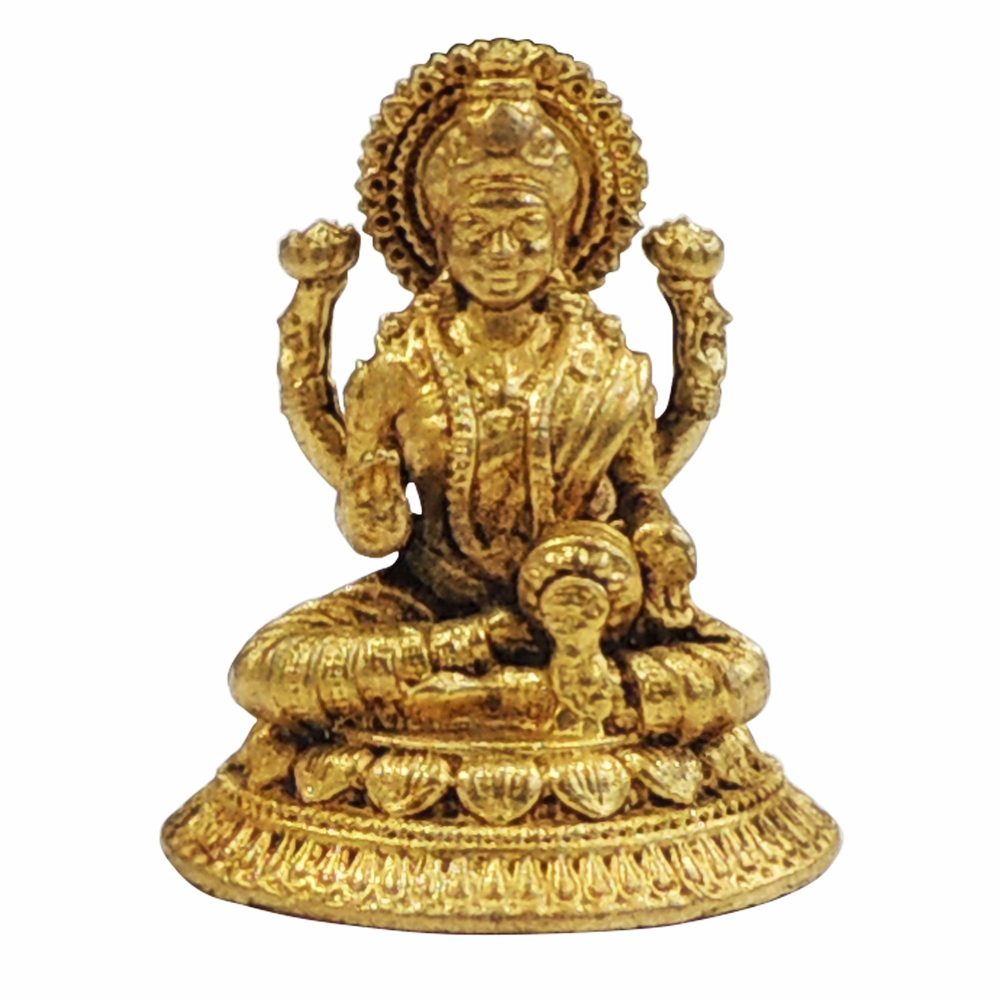 Lakshmi Ji Idol in Brass (Laxmi), 1.5 inch, brass, Vedikcraft Moradabad