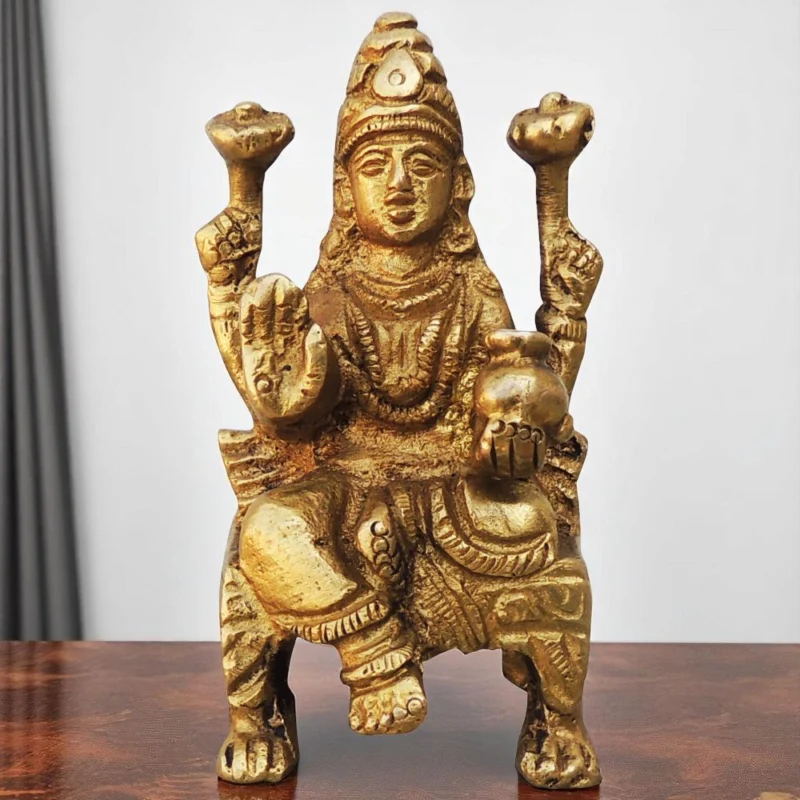 Lakshmi Ji Idol in Brass (Laxmi), 2.7 inch – for Desk and Car