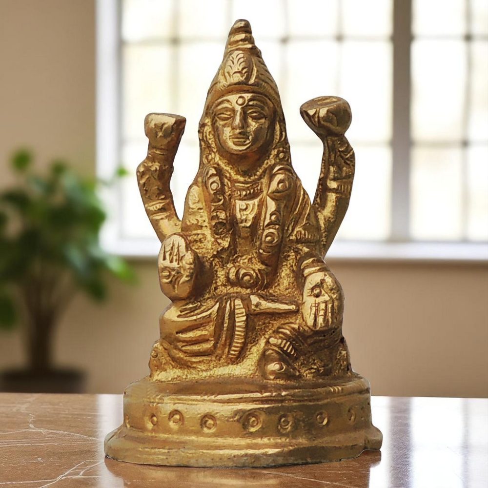 Lakshmi Ji Idol in Brass (Laxmi), 2.5 inch, brass, Vedikcraft Moradabad