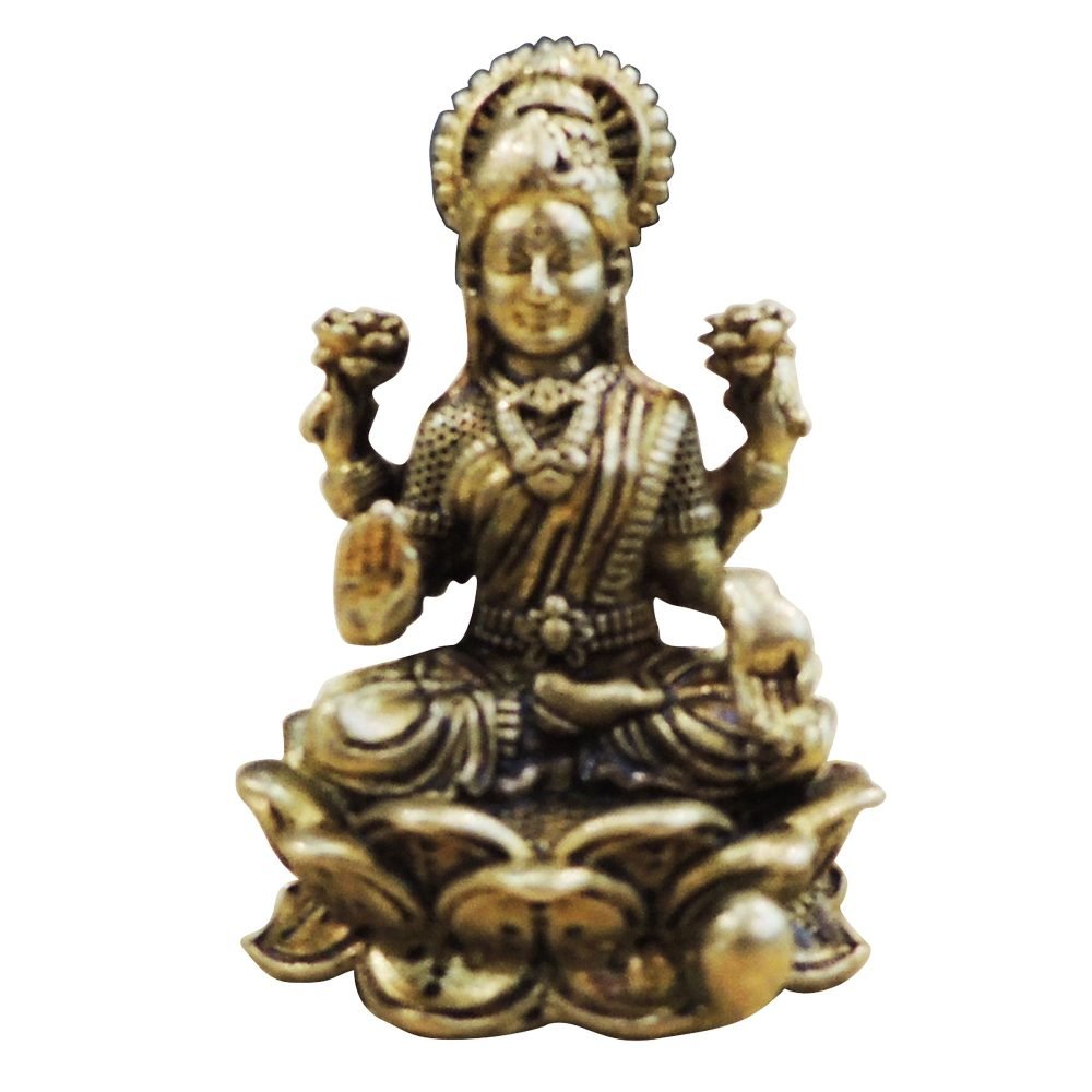Lakshmi Ji Idol in Brass (Laxmi), 2 inch, brass, Vedikcraft Moradabad