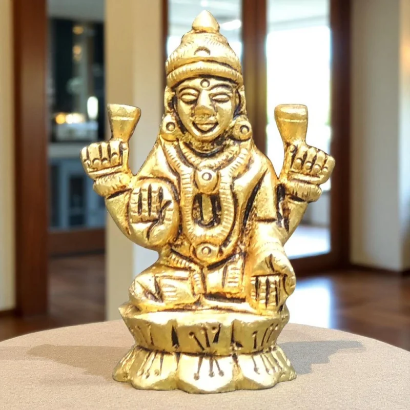 Lakshmi Ji Idol in Brass (Laxmi), 2.2 inch – for Desk and Car