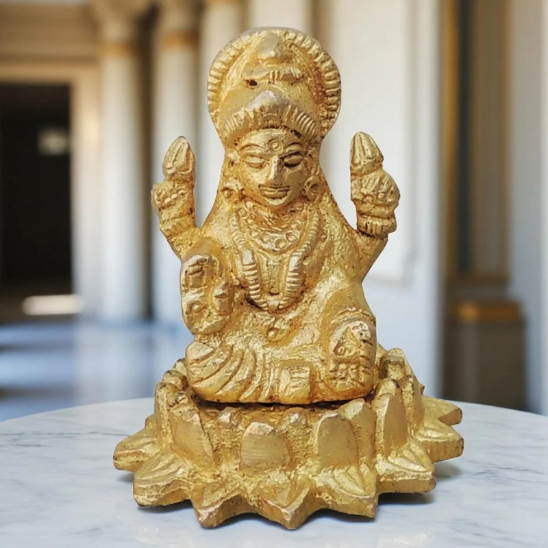 Lakshmi Ji Idol in Brass (Laxmi), 2 inch, design BS892-L – for Desk and Car