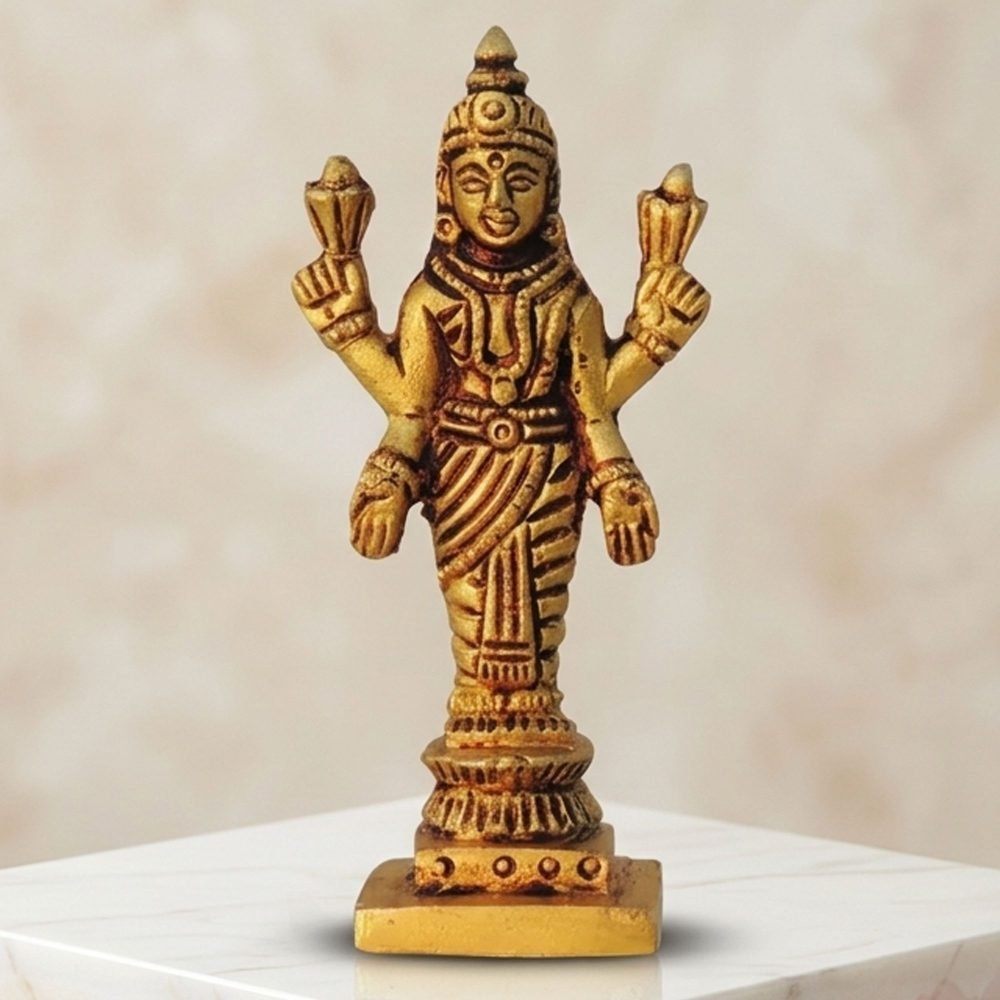 Lakshmi Ji Idol in Brass (Laxmi), 2.5 inch, brass, Vedikcraft Moradabad
