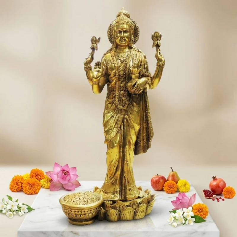 Lakshmi Ji Idol in Brass (Laxmi), 24.5 inch – for Temple and Entrance