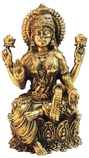 Lakshmi Ji Idol in Brass (Laxmi), 4 inch, design BS1825-L, brass, Vedikcraft Moradabad