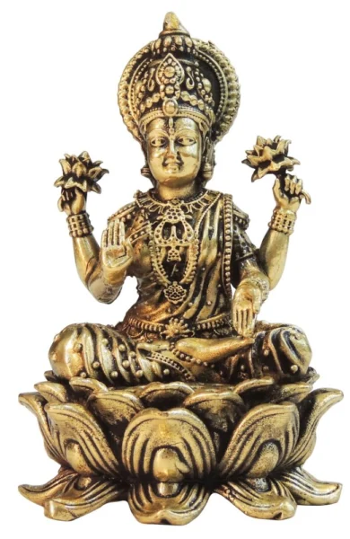 Lakshmi Ji Idol in Brass (Laxmi), 4 inch, design BS1826-L, brass, Vedikcraft Moradabad