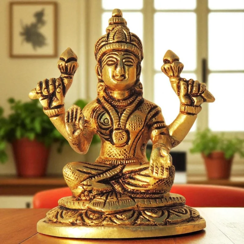 Lakshmi Ji Idol in Brass (Laxmi), 3 inch, design BS1616-L – for Desk and Car