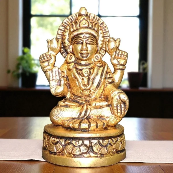 Lakshmi Ji Idol in Brass (Laxmi), 3 inch, design BS1467-L, brass, Vedikcraft Moradabad