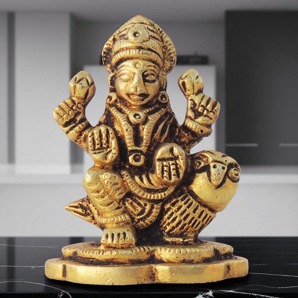 Lakshmi Ji Idol in Brass (Laxmi), 2.5 inch, brass, Vedikcraft Moradabad