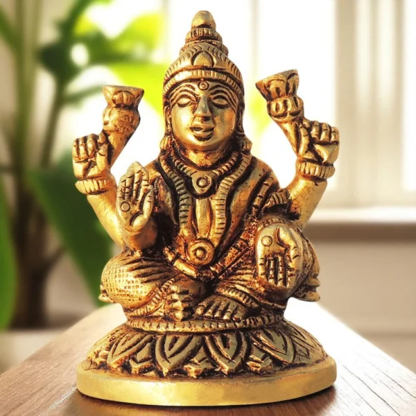 Lakshmi Ji Idol in Brass (Laxmi), 2.5 inch, 270 g, brass, Vedikcraft Moradabad