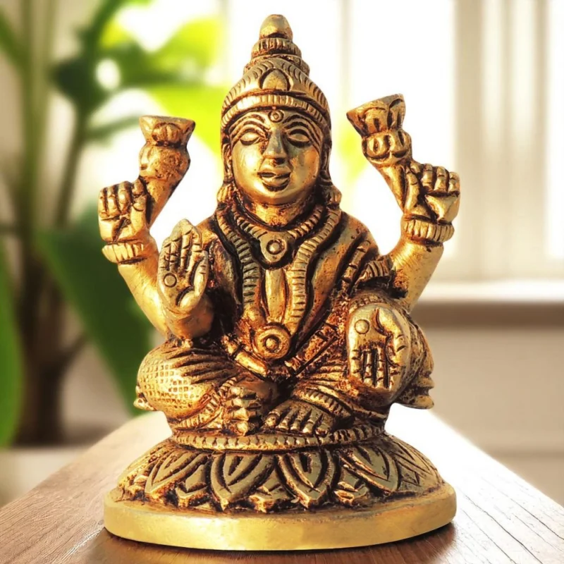 Lakshmi Ji Idol in Brass (Laxmi), 2.5 inch, 270 g – for Desk and Car