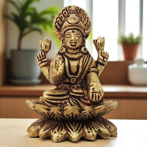 Lakshmi Ji Idol in Brass (Laxmi), 3 inch, design BS1604-L, brass, Vedikcraft Moradabad