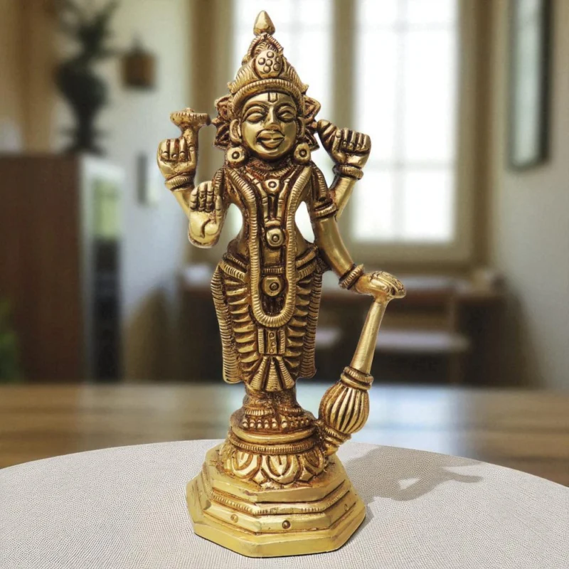 Lakshmi Ji Idol in Brass (Laxmi), 5.5 inch, design BS1250-A – for Home Mandir