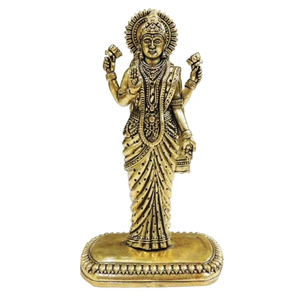 Lakshmi Ji Idol in Brass (Laxmi), 6.5 inch, 340 g, brass, Vedikcraft Moradabad