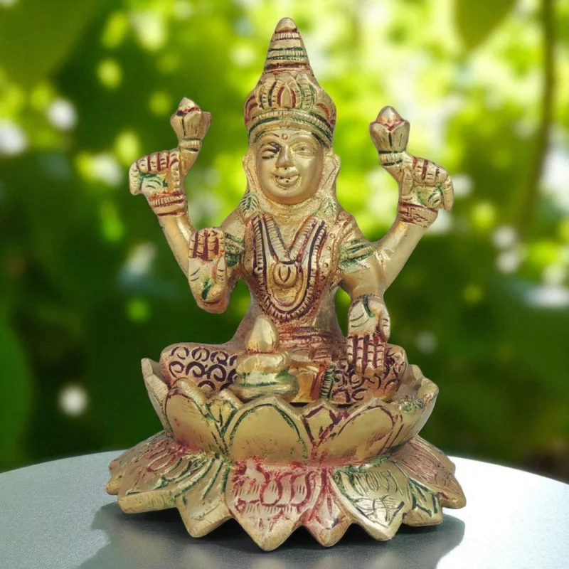 Lakshmi Ji Idol in Brass (Laxmi), 5 inch, 980 g – for Home Mandir