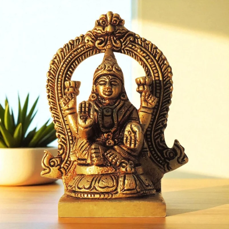 Lakshmi Ji Idol in Brass (Laxmi), 4.2 inch, 520 g – for Home Mandir