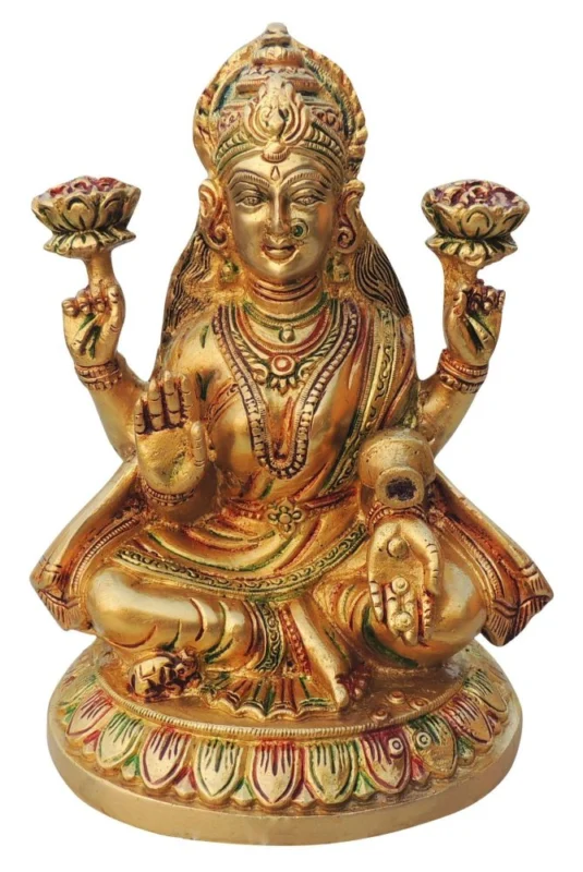 Lakshmi Ji Idol in Brass (Laxmi), 8 inch, 2.6 kg