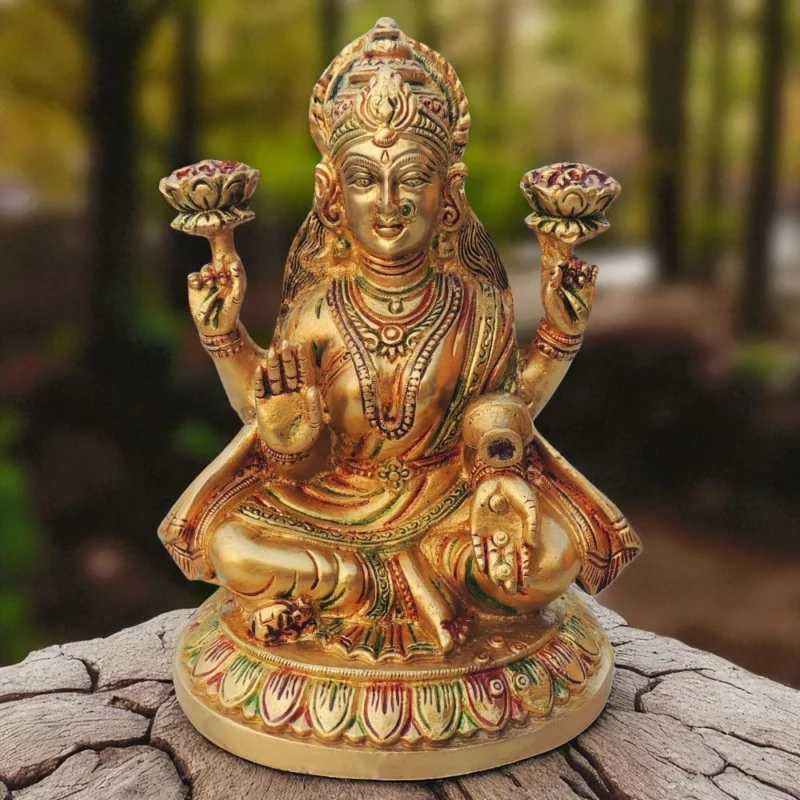 Lakshmi Ji Idol in Brass (Laxmi), 8 inch, 2.6 kg – for Pooja Room