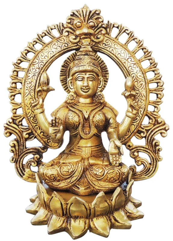 Lakshmi Ji Idol in Brass (Laxmi), 9 inch