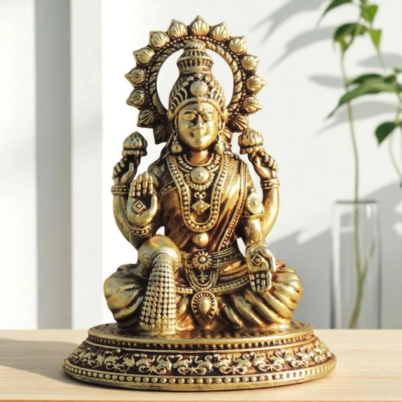 Lakshmi Ji Idol in Brass (Laxmi), 2.6 inch, 90 g – for Desk and Car