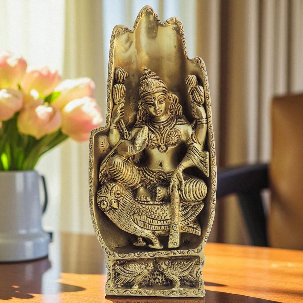 Lakshmi Ji Idol in Brass (Laxmi), 7 inch, brass, Vedikcraft Moradabad