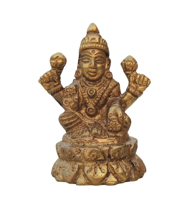 Lakshmi Ji Idol in Brass (Laxmi), 2 inch, design BS1003-L – for Desk and Car