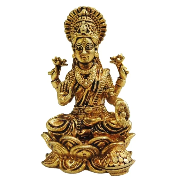 Lakshmi Ji Idol in Brass (Laxmi), 2.5 inch, 90 g, brass, Vedikcraft Moradabad