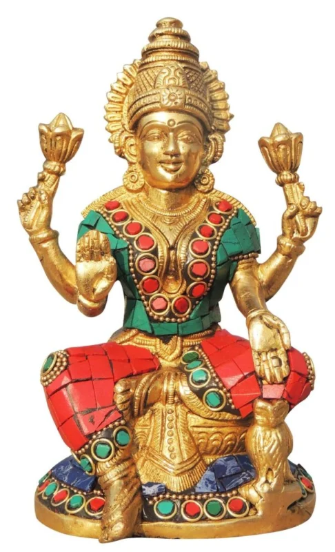 Lakshmi Ji Idol in Brass (Laxmi), 6.2 inch, 1.5 kg – for Home Mandir