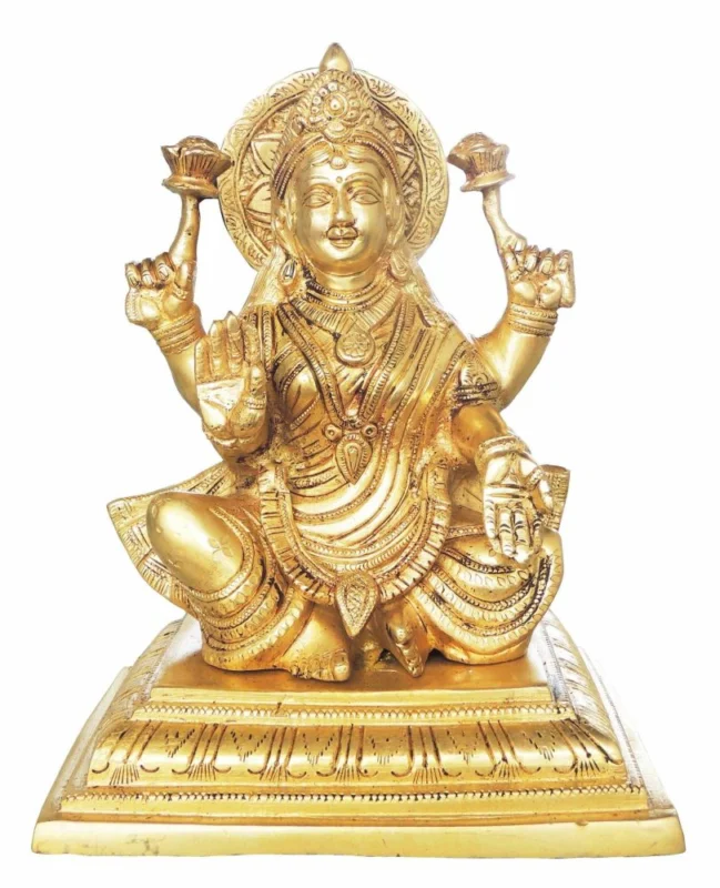 Lakshmi Ji Idol in Brass (Laxmi), 9.5 inch, 3.37 kg