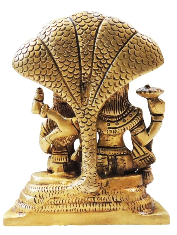 Vishnu Ji Idol in Brass (Laxmi Naraine Sheshnaag), 5.5 inch