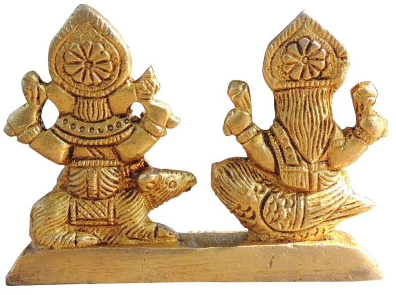 Laxmi Ganesh Murti Pair in Brass, 2.7 inch, 360 g