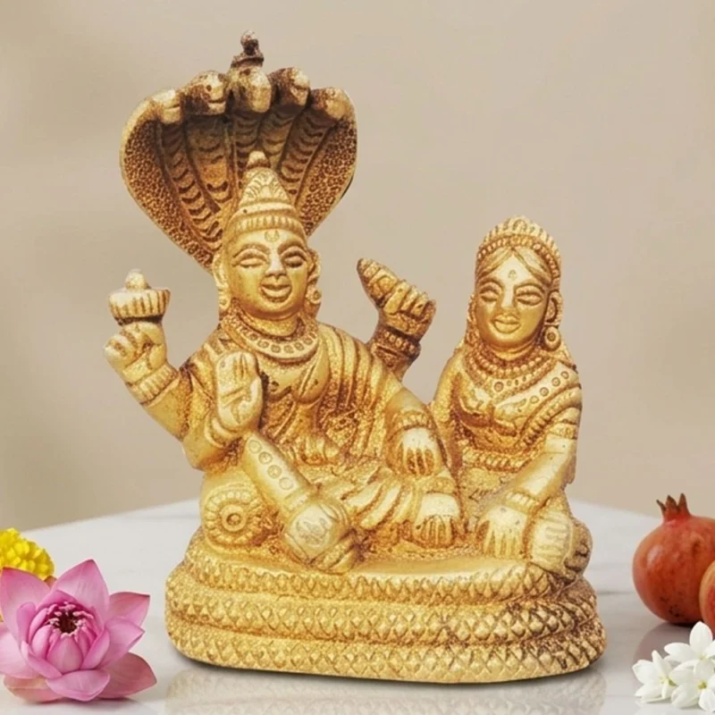 Vishnu Ji Idol in Brass (Laxmi), 0.3 inch – for Desk and Car
