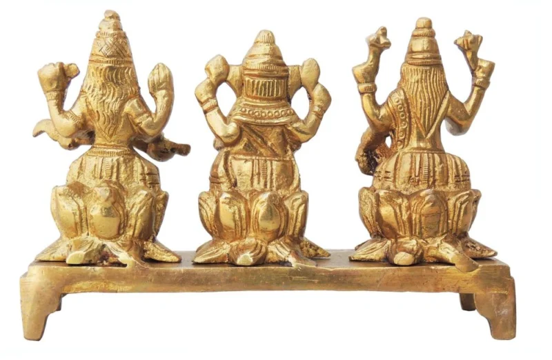 Laxmi Ganesh Saraswati Murti Pair in Brass (Lgs), 3.4 inch