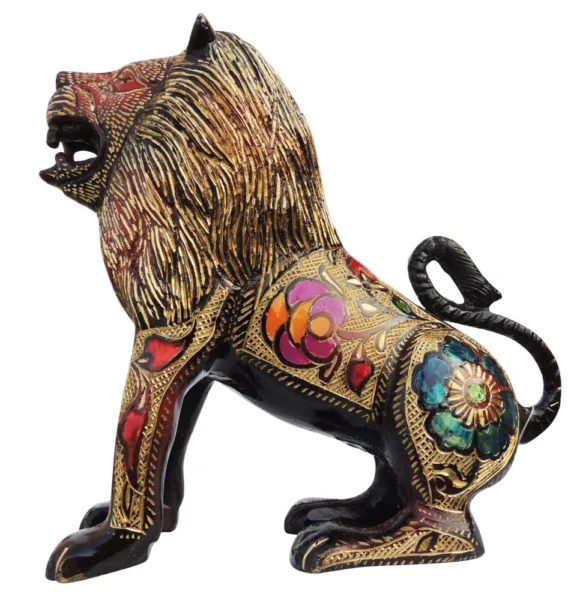 Brass Lion Showpiece, 8 inch, brass, Vedikcraft Moradabad