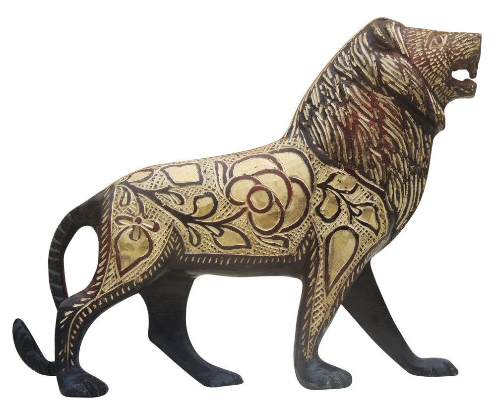 Brass Lion Showpiece, 6 inch, brass, Vedikcraft Moradabad