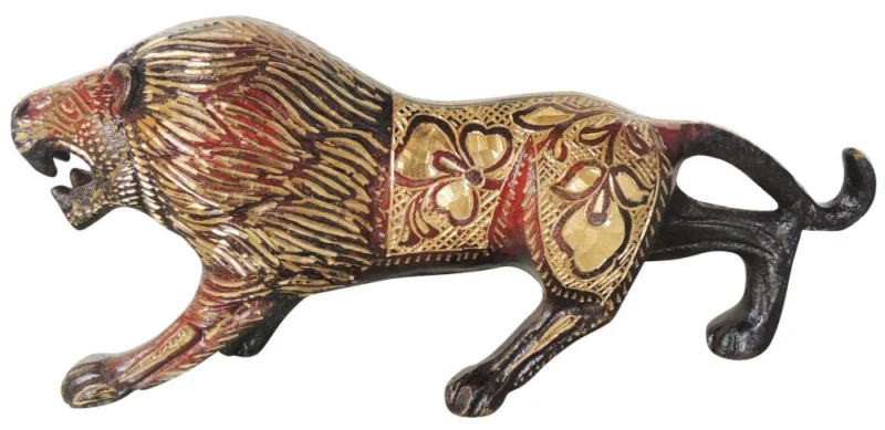 Brass Lion Showpiece, 3.5 inch, 900 g – for Table Décor