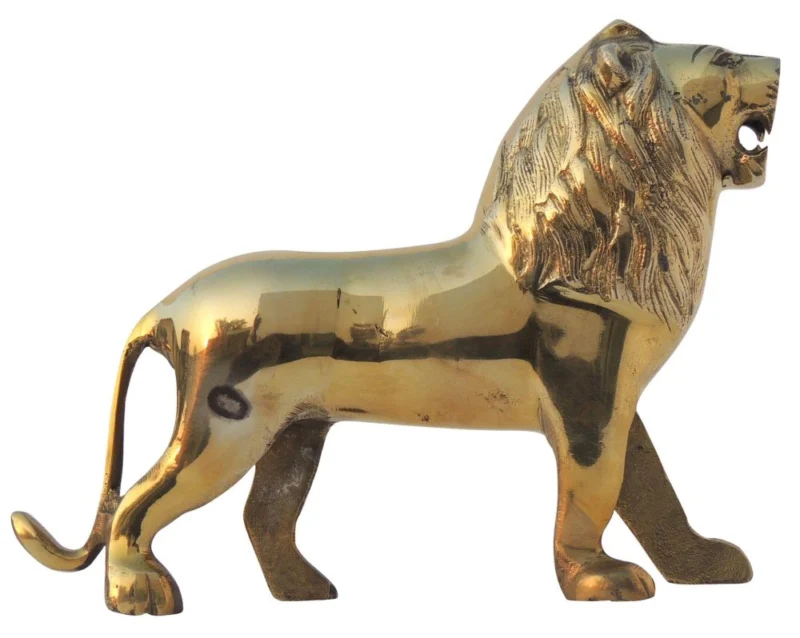 Brass Lion Showpiece, 1.37 kg – for Table Décor