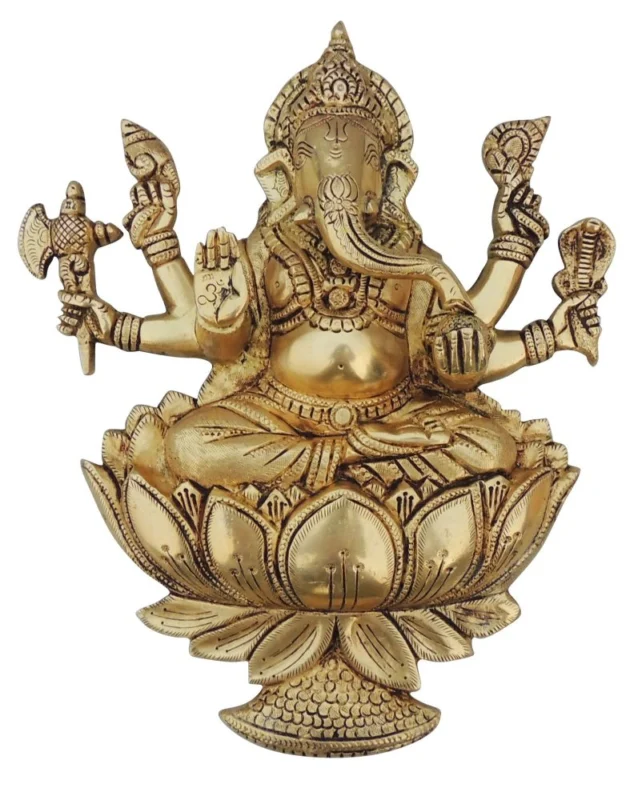 Ganesh Ji Idol in Brass, Wall Hanging, 12.2 inch