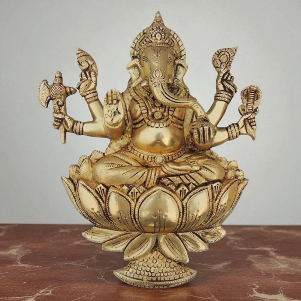 Ganesh Ji Idol in Brass, Wall Hanging, 12.2 inch, brass, Vedikcraft Moradabad