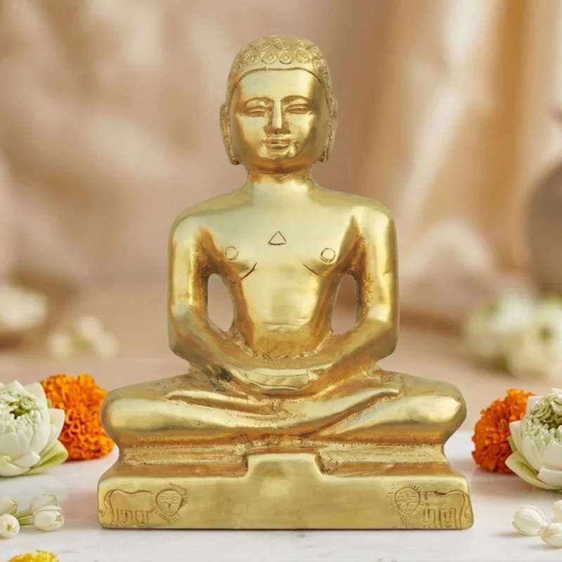 Deity Idol in Brass (Mahaveer), 8.2 inch – for Pooja Room