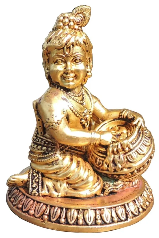 Laddu Gopal Idol in Brass (Makhan Krishna), 4.5 inch