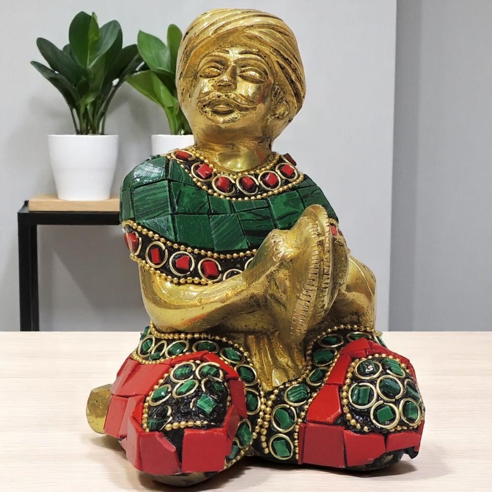 Brass Male Musical Figurine, 4.5 inch, brass, Vedikcraft Moradabad