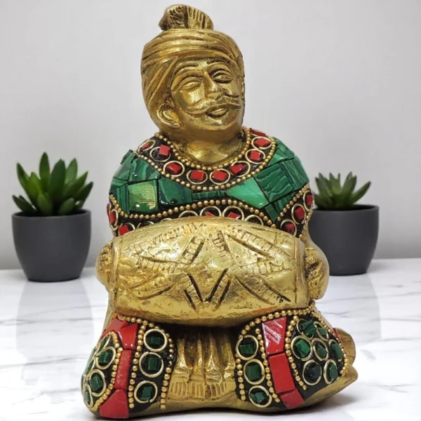 Brass Male Musical Figurine, 4.5 inch, design BS1830-A, brass, Vedikcraft Moradabad