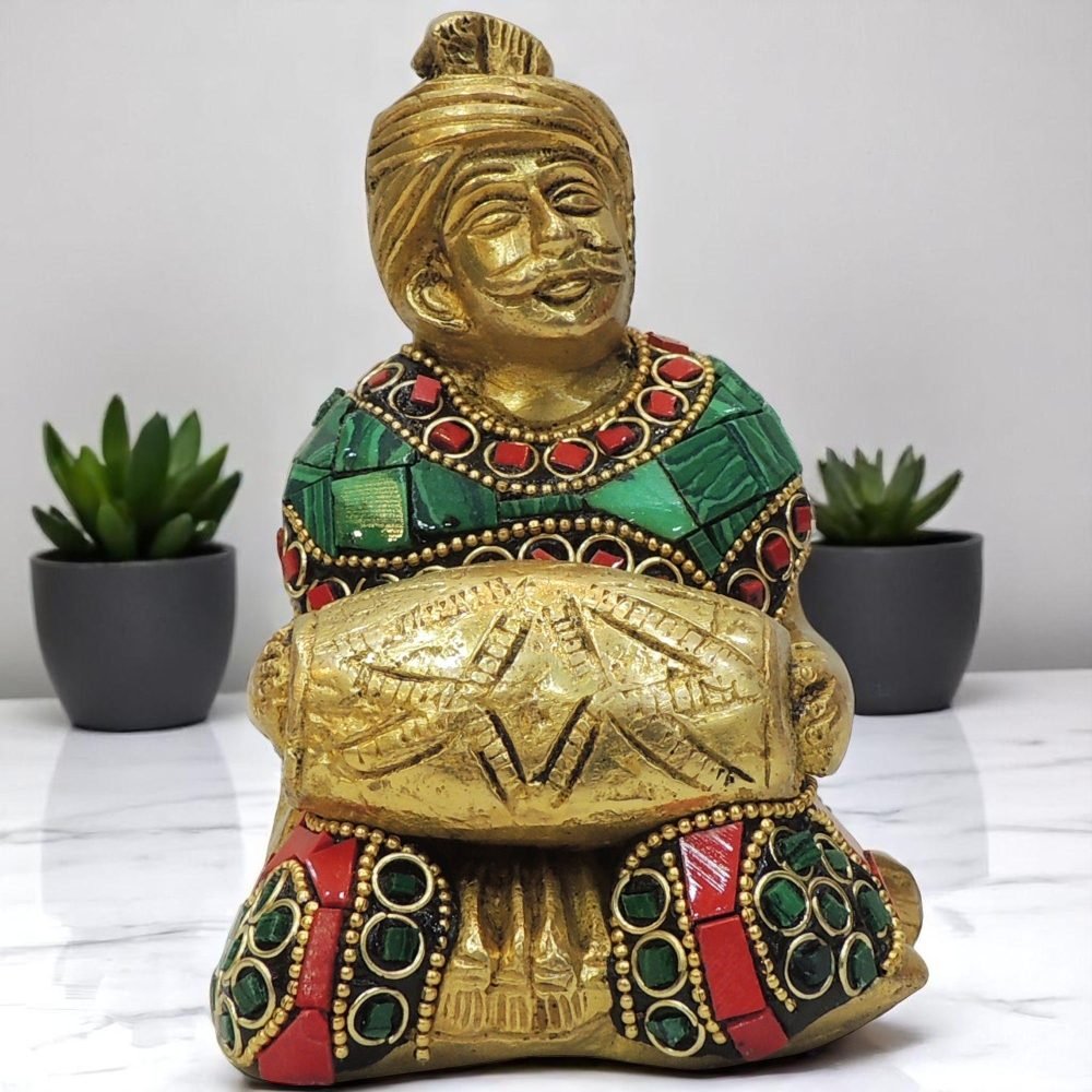 Brass Male Musical Figurine, 4.5 inch, brass, Vedikcraft Moradabad
