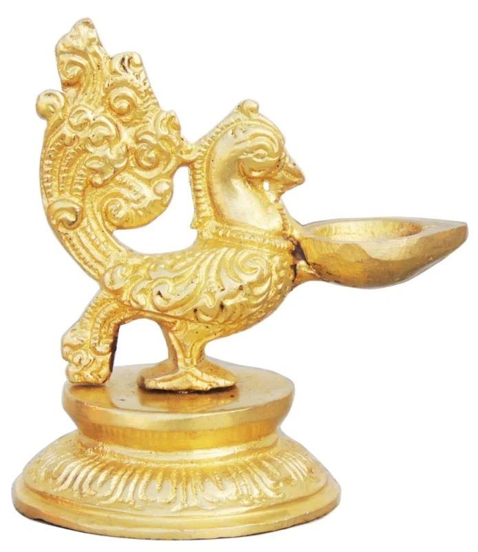 Brass Cock Oil Lamp (Deepak) (Murga), 3 inch