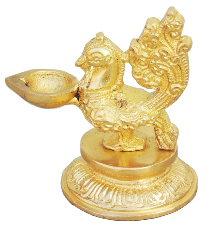 Brass Cock Oil Lamp (Deepak) (Murga), 3 inch