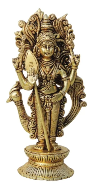 Kartikeya Idol in Brass (Murugan), 9.5 inch, brass, Vedikcraft Moradabad