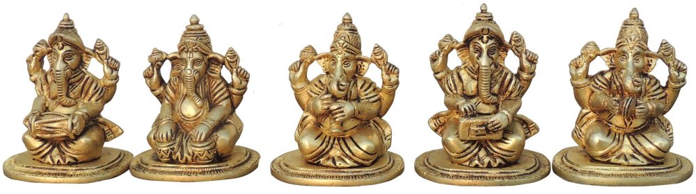Ganesh Ji Idol in Brass (Musical), 4 inch, brass, Vedikcraft Moradabad