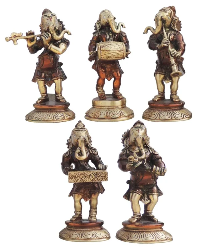 Ganesh Ji Idol in Brass (Musical), 8.55 kg